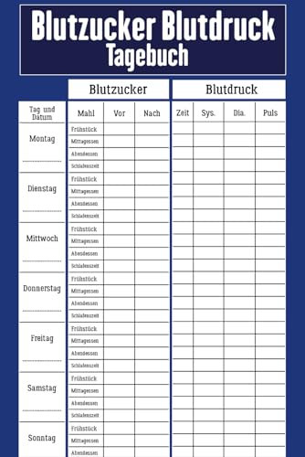 Blutzucker Blutdruck Tagebuch: 2 Jahre Diabetiker Notizbuch und Blutdruckpass