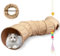 Faltbar Katzentunnel Katzenspielzeug mit Ball Spieltunnel Knisternder Rascheltunnel Aus Wildleder für Alle Katzen Kaninchen Welpen und Kleine Tiere, Mit Hängendem Lustiger Katzenstock (S- Khaki)