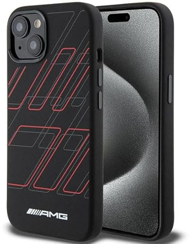 AMG AMHMP15M23SSPK Hülle für iPhone 15 Plus / 14 Plus 6.7 Schwarz hardcase Silicone Large Rhombuses Pattern