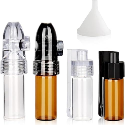 KWJEIULSOQ 4 Pack Gewürzgläser Gewürzpulver Pulver Dosierer mit Mini-Trichter und Löffel Sniffer Set, Gewürzdosen Kleine Spice Jars Tragbare Aufbewahrungsflasche Gewürzbehälter für Reisen im Freien
