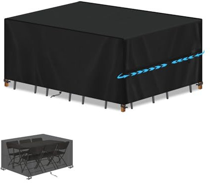 SIMPHAUS Abdeckung für Gartenmöbel 150x90x90cm Wasserdicht Schutzhülle Gartenmöbel Abdeckung UV-Beständiges 420D Oxford Gewebe Winddicht Abdeckplane für Gartentisch Sitzgruppe Terrassenmöbel