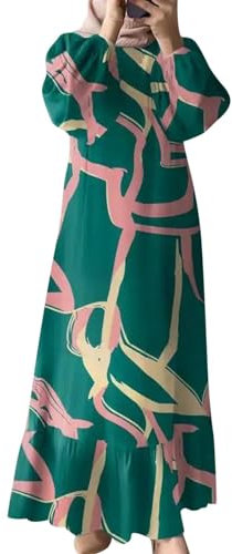 OUMSHBI Islamische Gebetskleidung Women's Muslim Long Sleeve Dress Vintage Pullover Abaya Prayer Clothes Gebetskleid für Mädchen Ohne Kopftuch Chiffon Muslimische Robe Kaftan Damen Arabisch