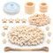 Mispudin 360 Stück Holzperlen Set, Buchstabenperlen Holz 10mm, Makramee Zubehör Set Holz Enthält Holzperlen Natur, Holzringe Zum Basteln für DIY Schlüsselanhänger, Armband, Makramee