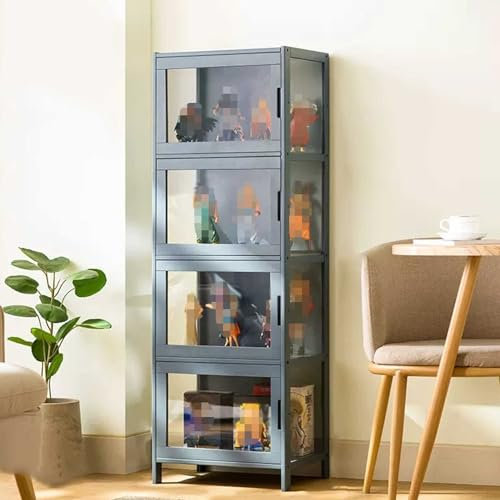 Présentoir en Acrylique, vitrine de Figurines/vitrines en Verre, vitrine, Armoire de Sol autoportante, vitrine de curiosités avec Portes en Verre, Transparent sur Trois côtés