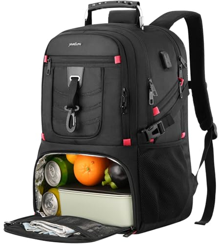 YAMTION 17,3 Zoll Groß Lunch Rucksack Herren für Arbeit Reisen Schule Picknick Uni,Schulrucksack Jungen Teenager Schulranzen mit USB Ladeanschluss,Schwarz
