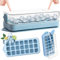 LYDTICK Ice Cube Tray with Lid and Bin, 21 Pcs Ice Cubes Mold for Freezer Easy Release, Quick Filling Without Touching, Blue