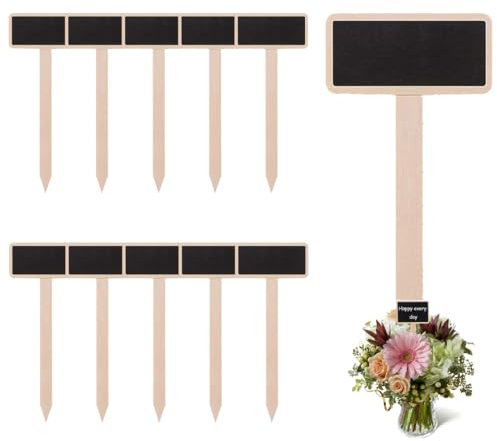 AOEVUIR 10 Pcs Pflanzenstecker Holz Schilder Stecketiketten Tafel mit Markierungsstift Holzschilder Pflanzenetiketten Gartenpflanzenanhänger für Topfsamen Kräuter Blumen Gemüse