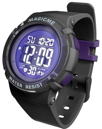 Bigmeda Montres Enfants Fille 50ATM Numérique Garçons Sport Enfants Montres Fille avec Bracelet en Silicone (Noir+Blanc)