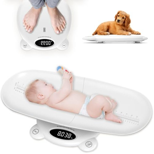 Oceenew Digitale Babywaage mit Wiege-und Größenanzeige, Haustierwaage bis 120 kg für Erwachsene, Kleinkinder, Säuglinge, multifunktionale, präzise automatische Sperr- und Haltefunktion