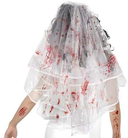 BOOMTOP Halloween Kostüm Haarschmuck Schleier Weiß Kopfbedeckungen