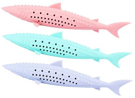 Cndiyald Cat Teeth Cleaning Brush Cat Toothbrush Toy, Cat Toothbrush Fish Chew Toys with Catnip Interactive Cat with Silicone Pet Toy Cat Teeth Cleaning Brush Molar Stick for Cat Gift (3 PCS)