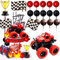 Red Monster Truck Cake Topper Monster Truck Cupcake Toppers for Racing Car Party Decorations Race Car Birthday Decorations