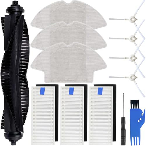 EATBALE Ersatzteilset für 360 S6 Staubsaugerroboter Gummi 1 Hauptbürste 4 Seitenbürste 3 Hepa Filter 3 Wischpad Ersatzteile Passend für S6 Walzenbürste Randbürste Mop Tuch Wischpad Zubehörset