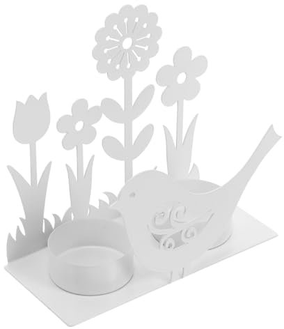 GARVALON Osterkerzenhalter Vogel-blumenform Tischdekoration Weißblech Kerzenständer Für Innen Deko Ostern Saison