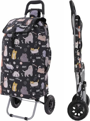 Hoppa 57Ltr Lightweight Shopping Trolley 2024 model, Hard Wearing & Foldaway Push/Pull Cart for Easy Storage With 1 Year Guarantee