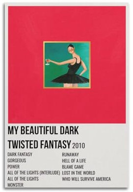 Kanye West Wandposter My Beautiful Dark Twisted, Fantasy-Album-Kunst-Wandposter, Innendekoration für Bar, Restaurant, Wohnzimmer, 30 x 45 cm