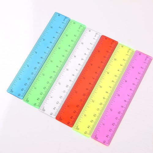 6-Stück Lineal 15cm Lineale Farbiges Grundschule Plastik,Ruler lineale Plastic Tagesanzeiger,Transparentes Maßstab Kleines Flachlineal Weich,Lineal Set Pocket,Kunststoff-Lineal Kleines Lineal Magic