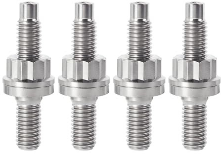SHENGG Auspuffkrümmer-Stehbolzen M8/M10 Ansaug- oder Auspuffrohr-Titanschraube mit Mutterscheibe for Automobile, Autos, Motorräder(4pcs Titanium,PITCH 1.25MM_M10X45MM)