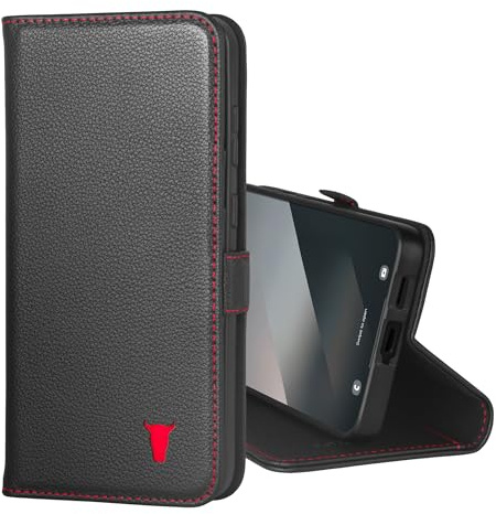 TORRO Hülle kompatibel mit Samsung Galaxy S25+ Plus 5G 2025 – Premium Leder Hülle mit Standfunktion und Kartenfächern (Schwarz)