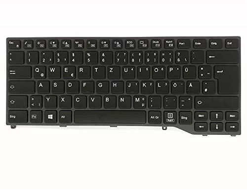 RTDPART Laptop-Tastatur für Fujitsu LifeBook E448 E449 E548 E549 ME14A Deutsch GR Schwarz mit Hintergrundbeleuchtung ohne Zeiger Neu