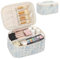 Make-up-Tasche, Tragbare Kosmetische Tasche, Reise-Make-up-Fall-Organisator der großen Kapazität, Schwarz für Frauen-Toilettentasche für Mädchen, die mit Griff und Teiler Reisen (A-blauer blumendruck)
