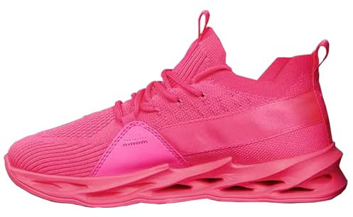 SSERHEHK Chaussures de Course Homme Baskets Femme Running Sport Fitness Respirantes Legere Gym Athlétique Sneaker Noir Vert Blanc Rose Jaune Rose Rouge Orange Violet MarronG133 Pink 41