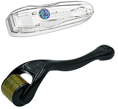 WseSto Derma Roller 540 Titan Mikronadel Anti Aging Massage | 0,3-1,5 mm | 4 Farben | Hautverjüngung Zellstoffwechsel Anti-Falten Gesicht Hals Körper Kopfhaut Haarpflege (Gelb, 0,3 mm)
