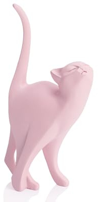AMOIENSIS Stolze Katzenstatue, 17,8 cm, Rosa, Gedenkgeschenk, Heimdekoration