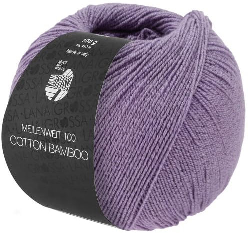 LANA GROSSA Meilenweit Cotton Bamboo | 4-fädiger Bambus Klassiker, waschmaschinenfest | Handstrickgarn aus 40% Baumwolle, 25% Schurwolle, Viskose | 100g Wolle zum Stricken & Häkeln | 420m Garn FB37