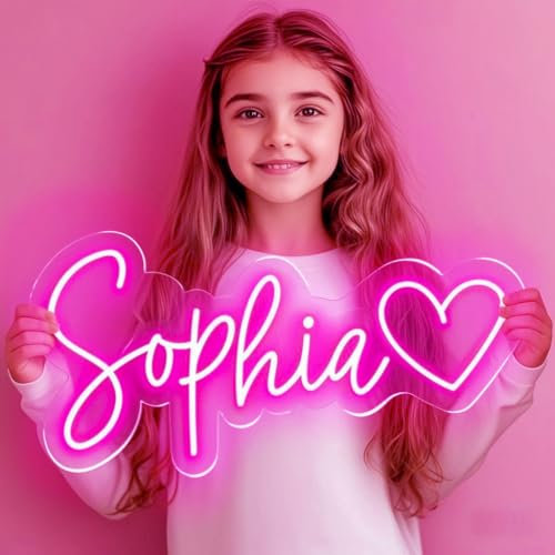 Enseigne LED Néon Personnalisable, Néon Personnalisé Prénom Neon pour Décoration Murale, Panneaux Lumineux Personnalisé pour Chambre Mariage Bar Fête