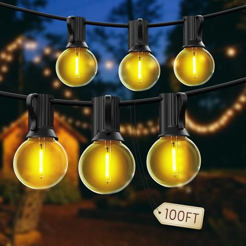 Garden String Lights, 30M/100FT Waterproof Shatterproof Led Festoon Lights, 50+2 Indoor Outdoor Globe Led String Bulbs for Garden, Pergola, Yard, Wedding, Christmas, Backyard, Terrace, Party, Patio