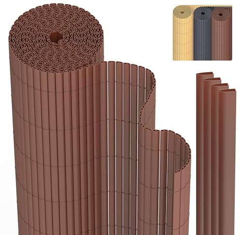 PVC Sichtschutzmatte Sichtschutzzaun 120 x 400 cm Privatsphäre Wetterfest für Garten, Balkon und Terrasse, Sichtschutz mit Strukturierte Oberfläche, Balkonumrandung mit Kabelbindern & Abdeckung