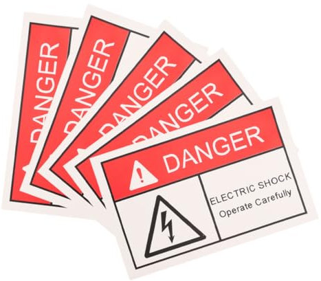 PRETYZOOM Lot De 5 Étiquettes D'Avertissement D'Électricité Isolants De Fil De Clôture Électrique Ruban D'Avertissement De Danger Effrayant Panneaux Isolants De Clôture