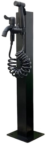 Snaweo Colonne d'eau de Jardin extérieure en Acier Inoxydable, Fontaine Verticale autoportante, Robinet extérieur antigel, rallonge de Robinet pour Jardin et terrasse(Black D)