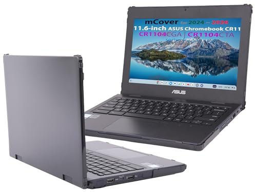 mCover Étui uniquement compatible avec les ordinateurs portables ASUS Chromebook CR11 (CR1104CGA ou CR1104CTA) 2024 ~ 2026 11,6 (ne convient pas aux autres modèles ASUS) - Noir