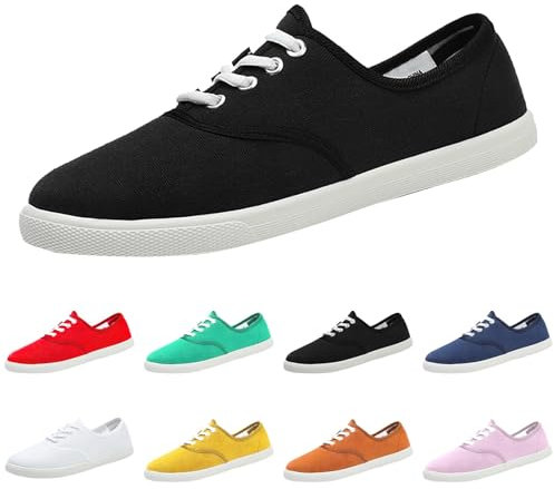 Leinenschuhe Damen Stoffschuhe Damen Canvas Sneaker Stoffturnschuhe Freizeitschuhe Walkingschuhe Sommer Bootsschuhe Halbschuhe Loafer Slip On Flache Schuhe Breite Füße Atmungsaktiv Bequeme Leichte