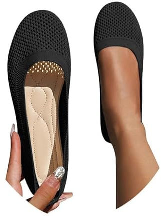 Ballerina Schuhe Damen, Ballerinas Damen Bequem Slip On Ballerina Schuhe rutschfest Flache Stricken Sommerschuhe Trachtenschuhe Sommer Elegant Dirndlschuhe Weiche Sportlich Tanzschuhe, 41/EU