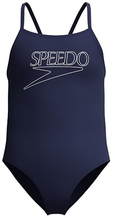 Speedo Girls Endurance+ Logo Thinstrap Swimsuit Swimming Costume Blue