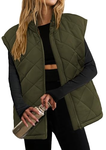 Zeagoo Women's Quilted Gilet Short Coats Winter Warm Jacket Sleeveless Gilet Lose Lightweight Coat with Pockets S-XXL