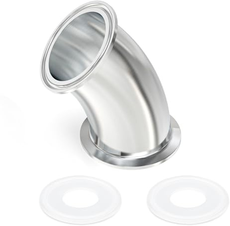 ERGAOBOY 1 pezzo gomito a 45 gradi, tubo con diametro esterno da 1 (25 mm) Raccordi sanitari in acciaio inossidabile 304 Tri Clamp da 1,5 Flangia con ghiera da 50,5 mm guarnizioni in silicone