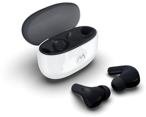 Motorola moto buds 2 (Bluetooth 6.0, Hi-Res Sound, CrystalTalk-AI, aktive Geräuschunterdrückung bis 55 dB, bis zu 38 Stunden Akkulaufzeit (Case), 3-fach-Mikrofonsystem, wasserabweisend) Pantone Carbon