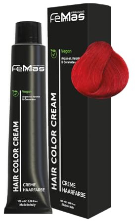 FemMas Haarfarbe Mittelblond Rot Ultra Intensiv 76.66 I Creme Haarfarbe mit Arganöl, Keratin & Ceramiden I Als dauerhafte Haarfärbung oder Tönung für strahlende, haltbare Farbergebnisse I 100 ml