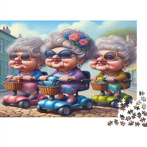 Ältere Frauen Roller 1000er Puzzle Mit Passgenauen Teilen Jigsaw Puzzle Für Denksport Beim Spieleabend EIN Ideales Wichtelgeschenk Für Puzzler 38x26cm/1000pcs