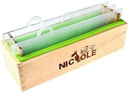 Moule à savon en silicone rectangulaire avec boîte en bois et clins en acrylique verticaux transparents pour moule à pain fait main