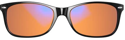 Swanwick Classic Premium Blue Light Blocking Glasses - Orange Tint for Superior Blue Light Blocking from Gaming PC and Smartphone Screen Glare - Sleep Support (Black, Large)