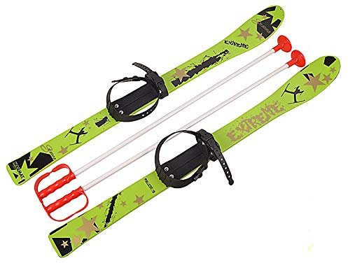 KINDERSKI SKI Skier BINDUNG Stöcken Kinder-SKI Kunststoff 5 Farben 90 cm (Grün)