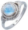mantraroma Ring Silber 925 Damen Regenbogen Mondstein Edelstein weiß ausgefallen verspielt