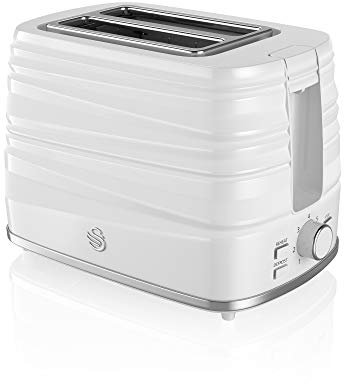 Swan ST31050WN, 2 Slice Symphony Toaster, High Gloss and Matt Finish, 930 Watt, White, Plastic