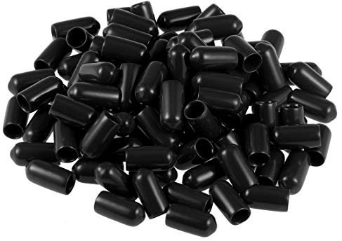 sourcing map 100 Stück Gummi Endkappen 6mm Innendurchm. Gummikappen Runde Schutzkappen Gummi Abdeckung Stopfen Möbelgleiter Bolzen Gewindeschutz für Schrauben Rohr Stuhlbeine, Schwarz