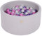 MEOWBABY Bällebad Baby - Rund 90x40cm Ball Pit für Kinder ab 1 Jahr mit 300 Bälle - Weiches & Sicheres Bällepool, Cotton, Hellgrau